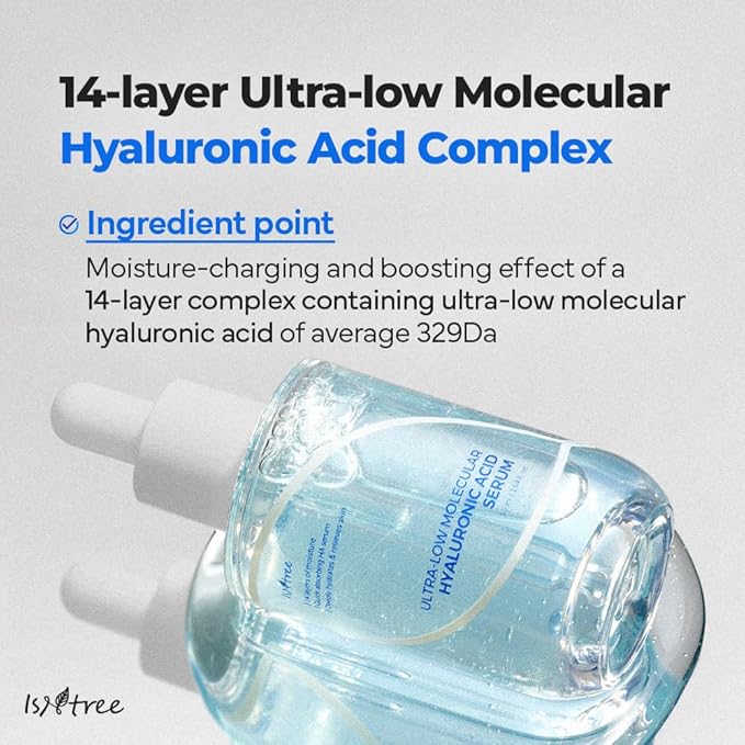 ISNTREE Ultra-Low Molecular Hyaluronic Acid Toner 300ml, 10.14 fl oz + Ultra-Low Molecular Hyaluronic Acid Serum 50ml, 1.69 fl oz