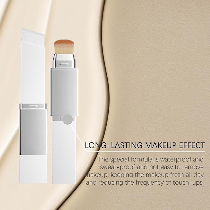 Color Changing Foundation Stick - 2 in 1 Foundation Stick with Brush, Hydrating Concealer Base Makeup, Korean Skin Care Foundation Stick, Perfect Match For All Skin Tones (Natural)