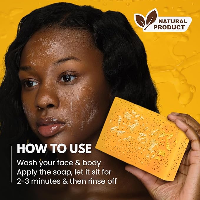 Dr. Melanin Organic Kojic Acid Turmeric Soap for Dark Spots, Hyper-Pigmentation Corrector, Face and Body Brightening Bar - Natural Lemongrass Cleansing Wash