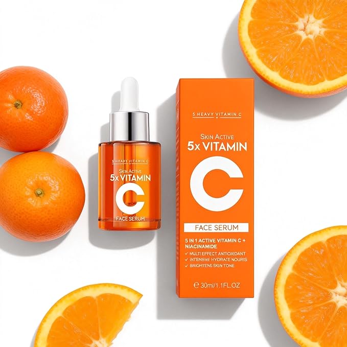 5X Vitamin C 20% Serum for Face with Hyaluronic & Amino Acids - Boost Skin Collagen, Hydrate & Plump Skin, Anti Aging & Wrinkle Facial Serum, All Skin Types, 30 ML / 1.0 Fl Oz (Vitamin C Serum)