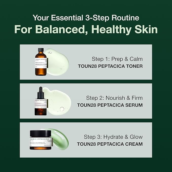 TOUN28 PEPTACICA SET | Peptide + Centella Asiatica Extract | Toner, Serum, Cream | Anti-Aging & Skin Repair | Premium Korean Vegan Beauty