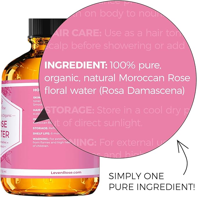 Jojoba Oil + Rose Water for Face Facial Toner Bundle by Leven Rose - Jojoba Moisturizer for Skin Hair Body and Nails 4 oz & Pure Moroccan Rosewater 4 oz
