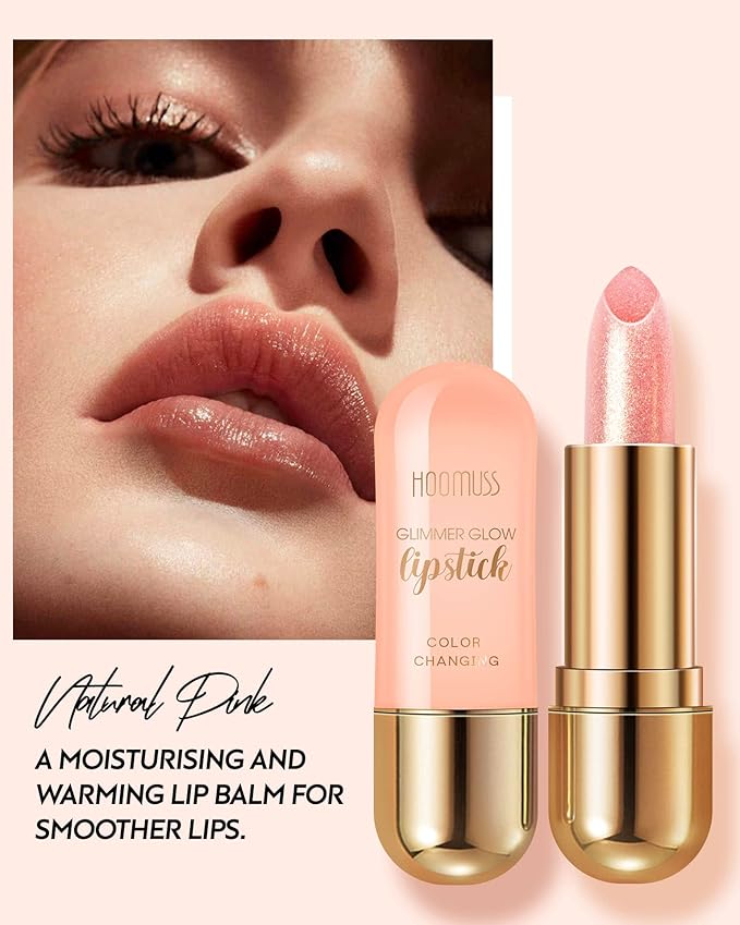 Glimmer Balm Tinted Lip Balm Moisture Hydrate lipsticks PH Lipstick, Color Changing Lipstick Natural Chapstick Glitter Pink Lip Gloss, Unicorn