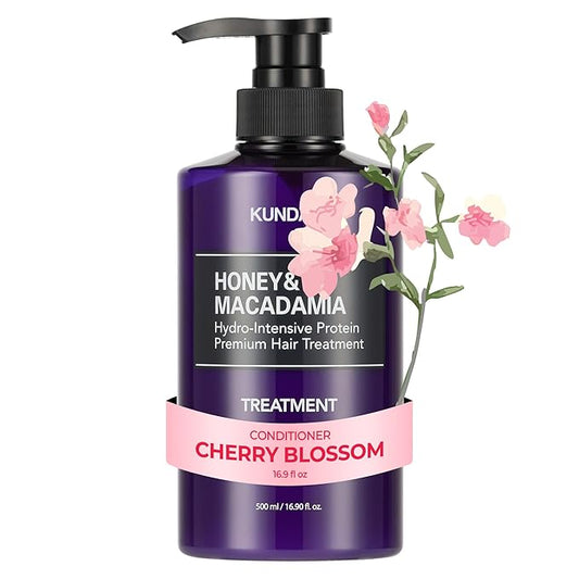 KUNDAL Honey & Macadamia Natural Conditioner, Korean Hair Care Damage Repair, Deep Hydration, Long Lasting Fragrance, with Honey, Argan Oil, Macadamia Oil 16.9fl oz (Cherry Blossom)