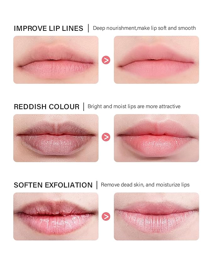 Lip Sleeping Mask Set-6 Pcs Lip Balm Hydrating Lip Mask Overnight Lip Treatment Care For Dry Cracked Lips,Day &Night Moisturize &Nourish Korean Lip Gloss For Women Improve Lip Color With Shea Butter
