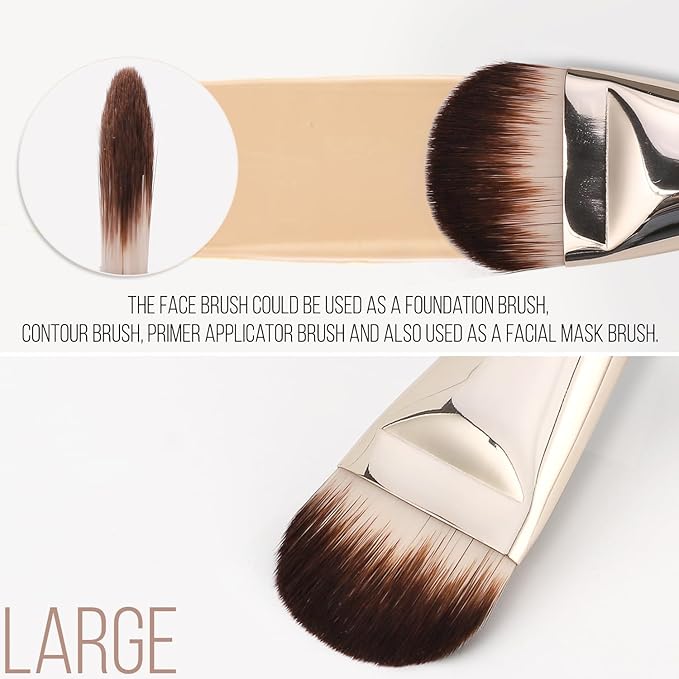 KINGMAS 2Pcs Flat Foundation Brush, Korean Makeup Brush, Tongue-Shape Concealer Contour Brush for Liquid Cream Blending