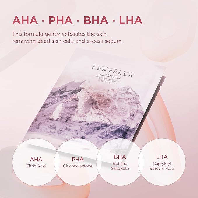 SKIN1004 Poremizing Clarifying Mask, Face Mask Skincare for Pore Elasticity, Pore Minimizer for face, Gentle Exfoliating Sheet Mask for Sebum & Impurities, Korean Skin Care, 0.77 fl oz / 23ml * 5ea
