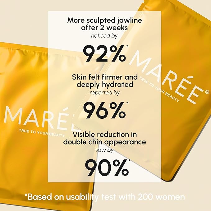MAREE V Line Lifting Mask with 24K Gold – Deep Collagen Face Mask for Women – Jawline Shaper Mask with Retinol & Hyaluronic Acid – Neck Tightening & Firming – Double Chin Strap for Face Lift
