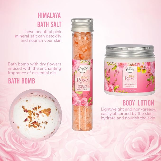 Luxury Spa Gift Set for Women, Whole Body, Bath Set, Bath Gift Set, Rose Scented, 10 Pcs, Self Care, Best Friend, Mom, Sister, Valentine's Day Gift