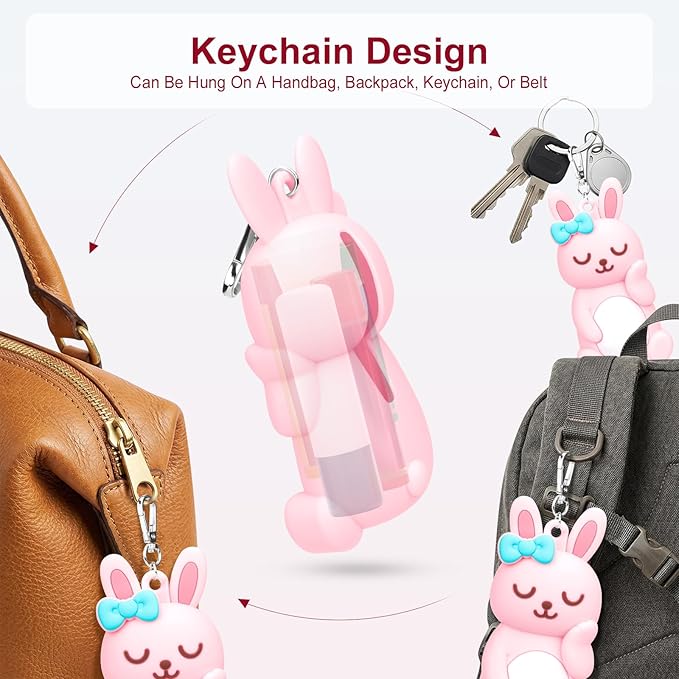 BrainKer Chapstick Holder Key Chain Cute Cartoon Design Lip Balm Holder Keychain Storage Bag Silicone Lip Gloss Holder Case