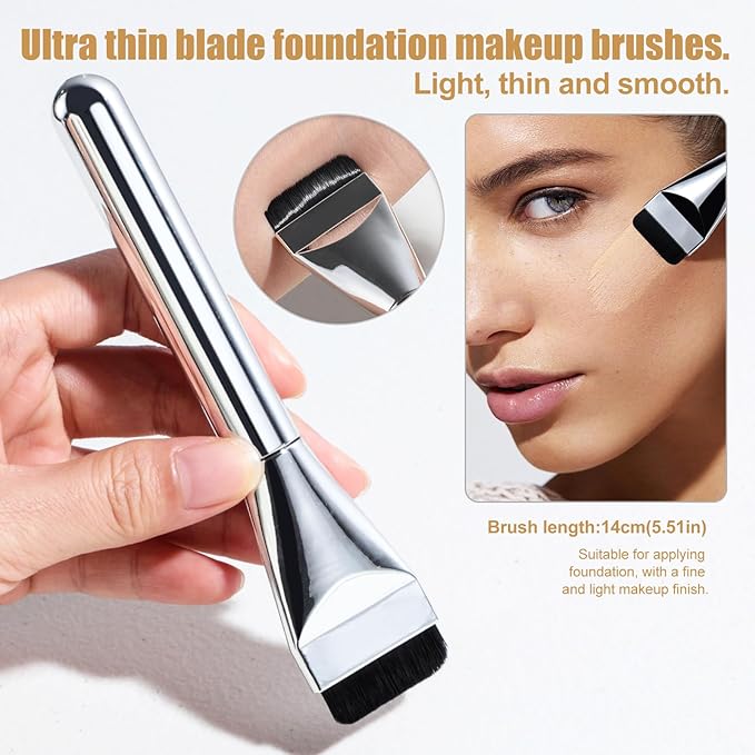 BS-MALL 21 Pcs Professional makeup brush set with foundation brush for liquid Makeup, eyeshadow Brush, concealer brush - Includes 6 Triangle Puffs & case for Even, Multi-purpose application (Golden)