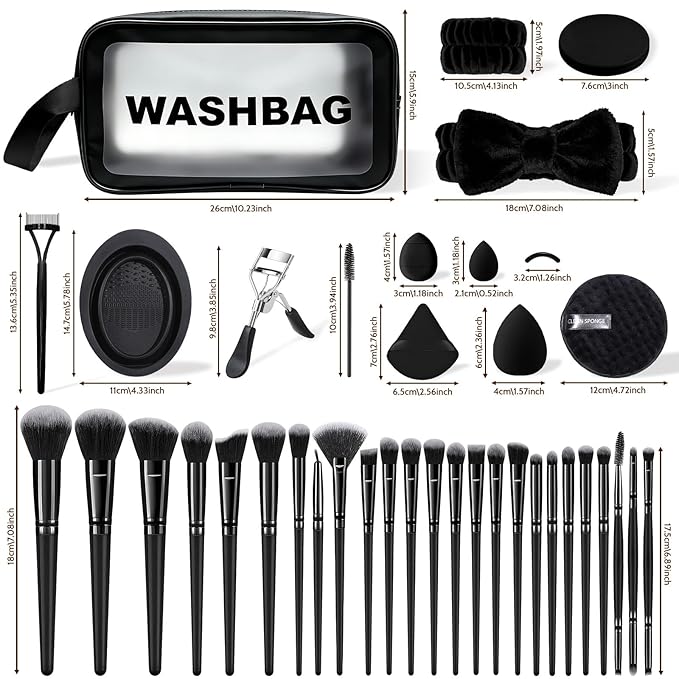 80PCS Makeup Brushes, Makeup Brush Set Professional Makeup Kit Multi-functional Makeup Tool Set with Case Facial Makeup Accessories,Brush Set Eye & Makeup Sponge(Black)