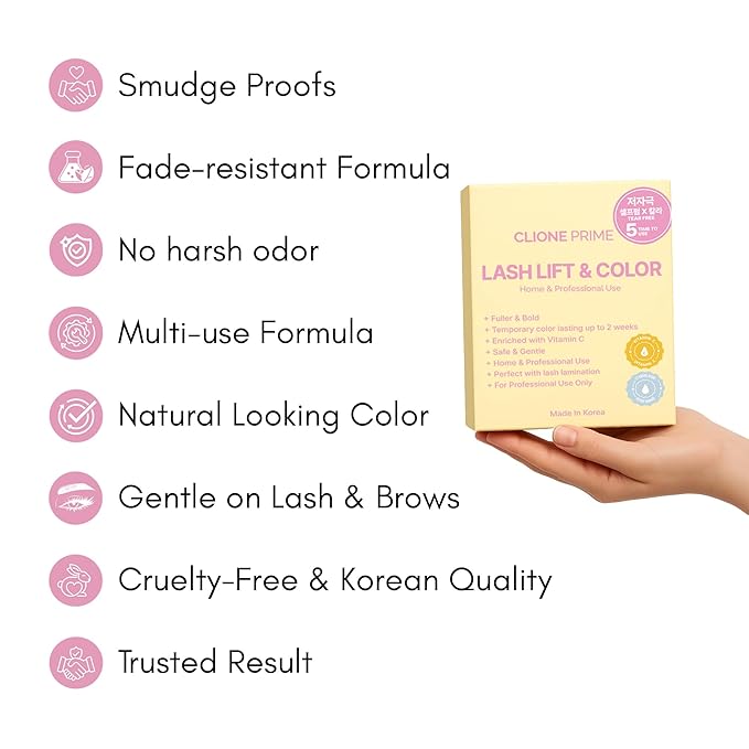 Korean At Home Lash Lift and Color Kit – Temporary Eyelash & Eyebrow Color, Black, Naturally Fades Within 1-2 Weeks, Gentle Vitamin C Formula