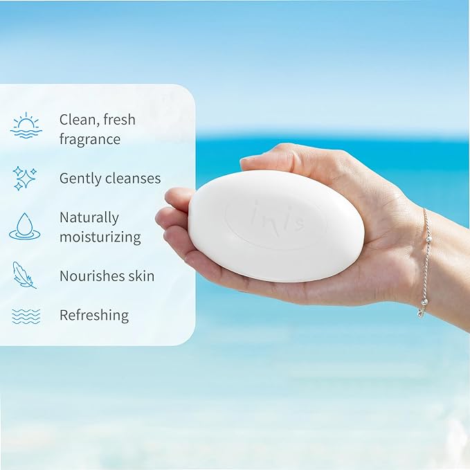 Inis the Energy of the Sea Large Sea Mineral Soap - Triple-Milled Soap Bar - With Sea Minerals, Shea Butter & Seaweed Extracts - Ocean Fresh, Clean Scent 7.4 Oz