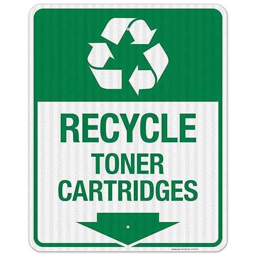 Recycle Toner Cartridges Sign, 24x30 Inches, 3M EGP Reflective .080 Aluminum, Fade Resistant, Made in USA