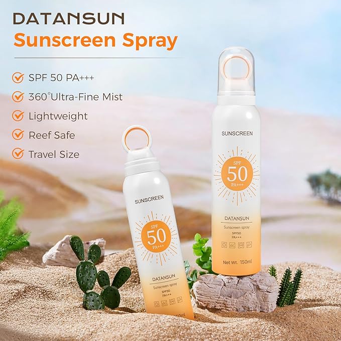 SPF 50 Sunscreen Spray For Face/Body【Lightweight】【Water Proof】【Travel Size】Reef Safe Sunscreen Spary, 5.07oz/150ml，1PC