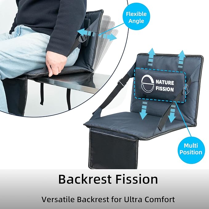 Stadium Seat with Back and Lumbar Support and Padded Cushion Foldable and Portable Perfect for Bleacher Chair in Sports Events and Camping Lawn Use