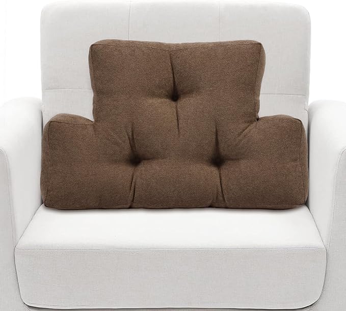 TANYOO Back Pillow for Recliner Lumbar Support Pillow Soft and Fluffy Back Support Cushion Thick Lumbar Cushion for Chairs, Recliners,Sofa, Couch and Bed for Pain Relief Brown