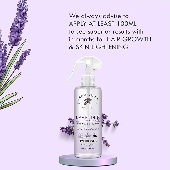 Aromatique Lavender Water Toner/Mist Spray/Hydrosol for Soothing Skin & Hair Hydration Solution - Balances, Refines & Enhances - Gentle for All Types - Daily Use