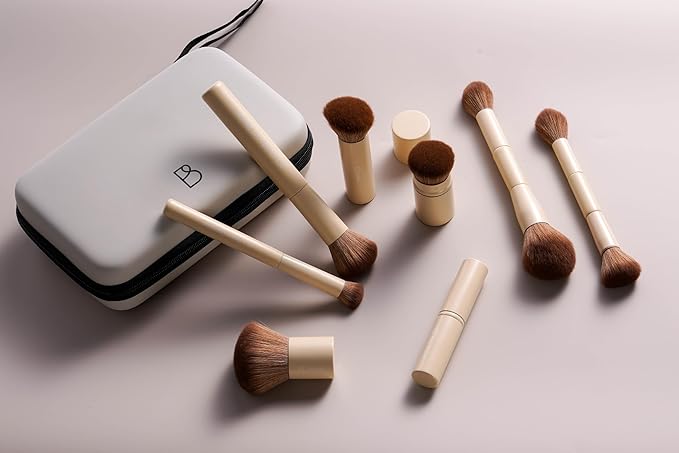 BS-MALL Makeup Brushes Kit – Professional Synthetic Makeup Tools with Travel Case, Includes Foundation, Powder, Concealer, Lip & Eyeshadow Brushes + Sponge for Daily Use & Versatile Occasions (Beige)