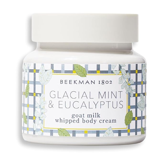 Beekman 1802 Whipped Body Cream – Rich Body Butter & Moisturizing Body Cream, Goat Milk Lotion, Shea Butter & Vitamin E, Hydrating Body Moisturizer for Dry Skin - Glacial Mint & Eucalyptus 8 oz