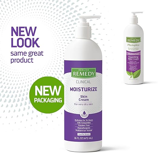 Medline Remedy Clinical Skin Cream,Vanilla Scent (16 fl oz),Moisturizing Face and Body Cream for All Ages,Paraben & Sulfate Free,Quick Absorbent Formula,Hypoallergenic Skin Moisturizer,(Pack of 4)