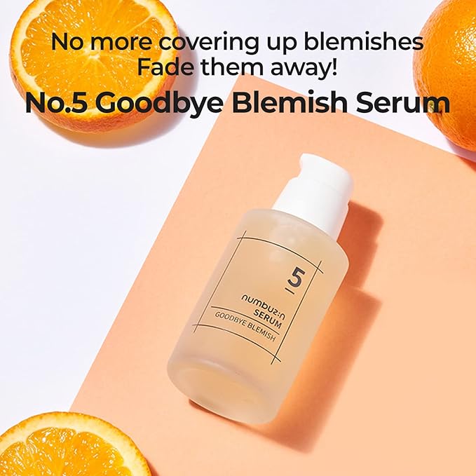 numbuzin No.5 Serum | Goodbye Blemish Serum | for Acne Scars with Vitamin C, Niacinamide, Antioxidant | Lightweight Gel, Korean Skincare for Face | 1.69 fl. oz.