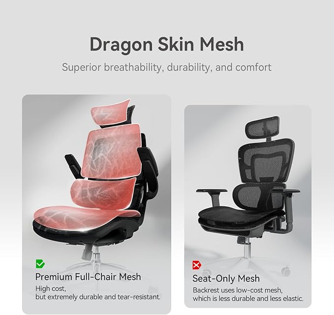 SIHOO M59AS Ergonomic Office Chair, Desk Chair with 3D Flip-up Armrests, Computer Chair with Dual Back Design and Adaptive Dynamic Lumbar Support Black