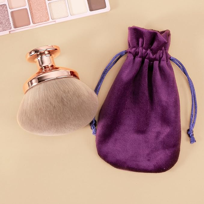 Blend & Blur Extra Large Body Makeup Brush for Self Tanner,Leg Makeup & Bronzer Self Tan Applicator, 90mm Wide Round Head Kabuki Brush For Application with Drawstring Bag (Rose Gold)