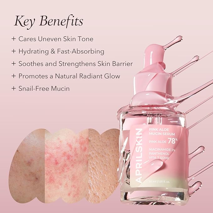 APRILSKIN Pink Aloe Facial Polish Cleanser with Vita Toner and Mucin Serum