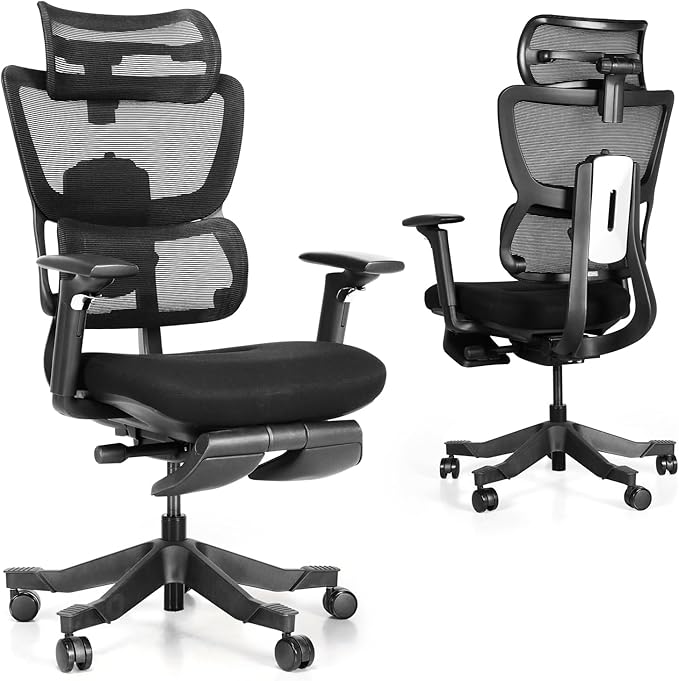 S3P-ST Ergonomic Office Chair High Back Home Office Desk Chair with footrest with VTS System & Adaptive Lumbar Support, TiltPro Headrest, 4D Armrest, 150°Tilt for Home Office Executive