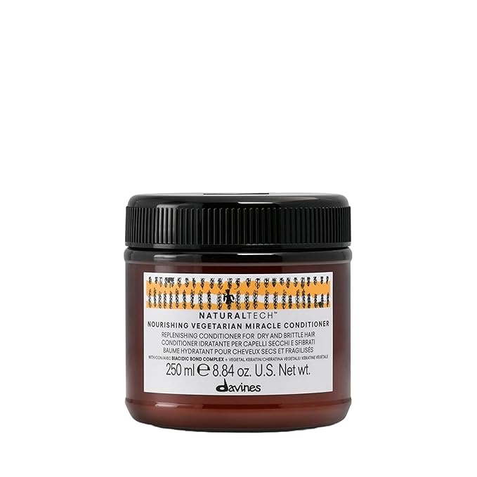 Davines Naturaltech Nourishing Vegetarian Miracle Conditioner, Restructuring & Hydrating for Dry & Damaged Hair - With Vegetal Keratin - Deeply Moisturizes Dry Hair, 8.45 Fl Oz