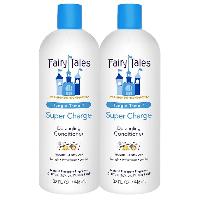 Fairy Tales Tangle Tamer Super Charge - Detangling Conditioner for Kids - Paraben Free, Sulfate Free, Gluten Free, Nut Free- 32 oz (2 Pack)