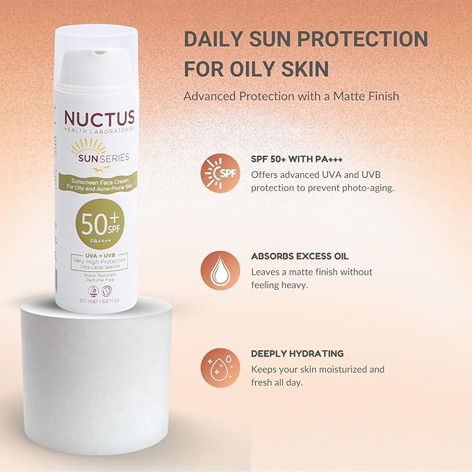 Facial Sunscreen Lotion for Acne-Prone Skin Broad Spectrum SPF 50 Facial Sunscreen for Oily Skin, Water-Resistant Sunscreen Free of Oil Fragrance and Oxybenzone 50 Ml 1.69 fl. oz