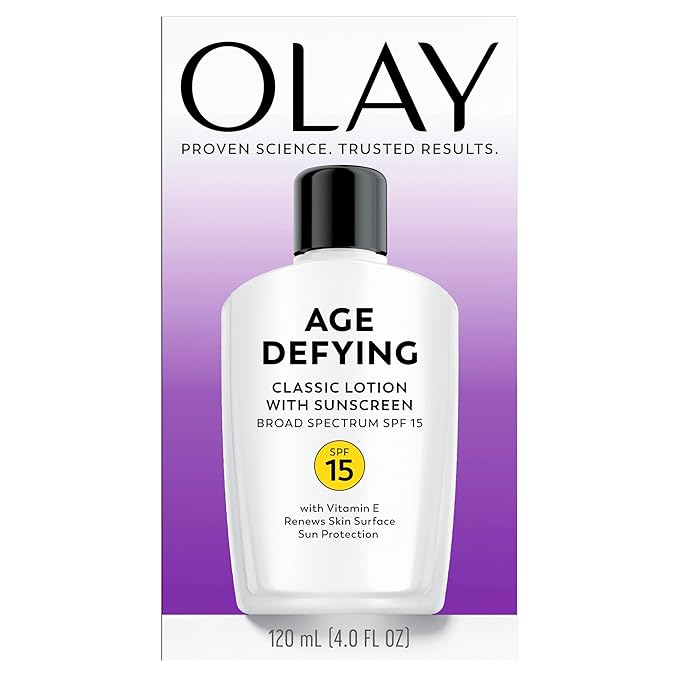 Olay Face Moisturizer, Age Defying Classic Daily Renewal Lotion,With Sunscreen,Classic,4 oz,(Pack of 2)