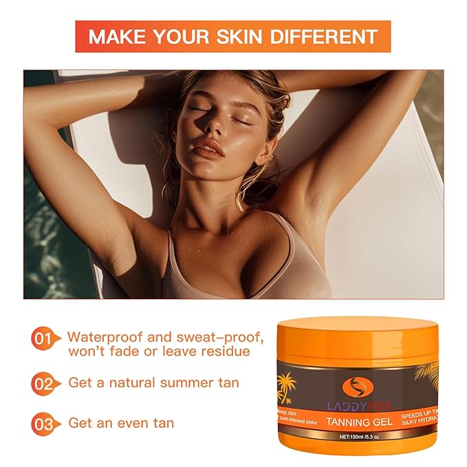 Intensive Tanning Gel,Natural Tanning Accelerator Cream, Luxury Tan Enhancer for Sunbeds and Outdoor Sun,Brown Tanning Gel,Moisture and Hydration -5.3 oz