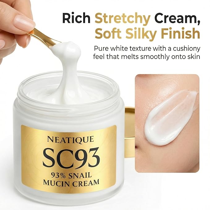 Snail Mucin Cream 93% for Skin Care, Intense Hydration & Dryness, Snail Mucin Moisturizer 120g, Natural Snail Secretion Filtrate & Non-GMO, Fast Absorbing & Non-Sticky, 4.23oz
