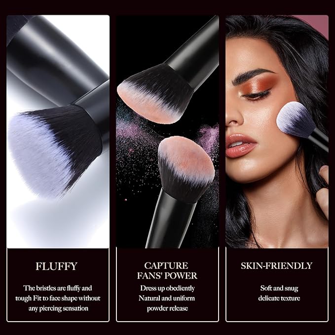 35Pcs Professional Makeup Brushes Set, High End 25 Pcs Make up Tools For Powder Foundation Concealers Blush Eyeshadows and 8 Puff 2 Makeup Sponge. Artist MUST HAVES Travel and Daily (black)