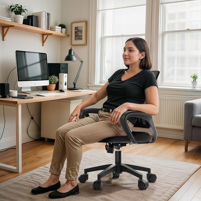 Ergonomic Office Chair 10P- Heavy Duty 330Lbs, Breathable Mesh Computer Desk Chair with Lumbar Support & Armrest, Rolling Swivel Adjustable Tilt Lock for Home Office/Gaming, Bedroom Study