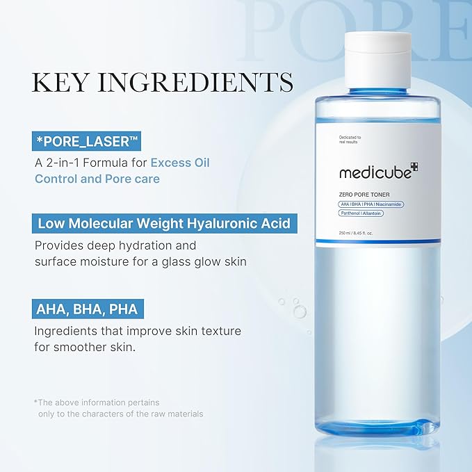 medicube Glass Glow Flawless Pore Care Duo: Zero Pore Blackhead Cleansing Oil and Zero Pore Toner