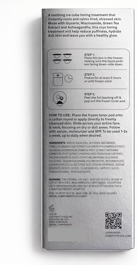 Pavitt Face Nice Ice Frozen Toner Pods, Cryo Treatment with Niacinamide and Green Tea, Reduces Puffiness - 3 Count | Limited Edition