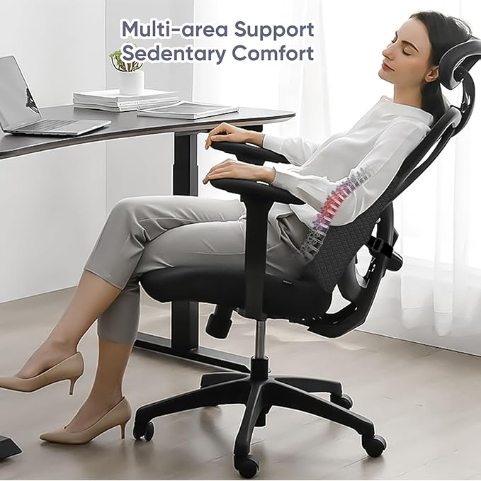 Extra Large Lumbar Support Pillow for Recliner, 20"x14"x5.5" Back Support Cushions with Back Strap, 100% Foam High Supportive, Durable, Black