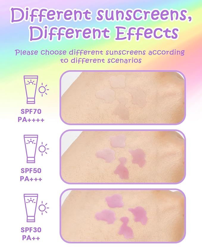 UV Detection Stickers for Sunscreen - 80 Count UV Detection Stickers, Know When to re-Apply Sunscreen, Sun Protection Reminder, 8 Fun Pattern Types
