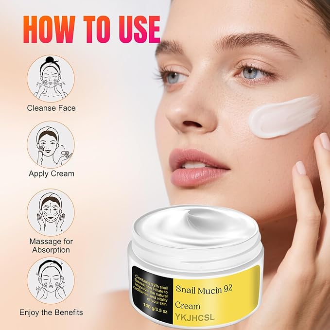 Snail Mucin Repair Cream, Face Moisturizer Repair Face Cream for Dry Dull Skin & Sensitive Skin, Anti Age Firming Face Cream, Nourish Skin and Reduce Fine Lines, For All Skin