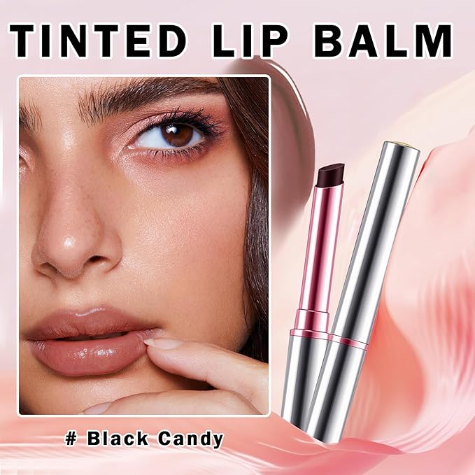 Honey Lipstick Tinted Black Lip Balm Hydrating Sheer Natural Glossy Finish Lipstick for Women Buildable Lip Color Moisturizing Lip Care Balm for Dry Lips, Vegan & Cruelty-Free, Black Candy