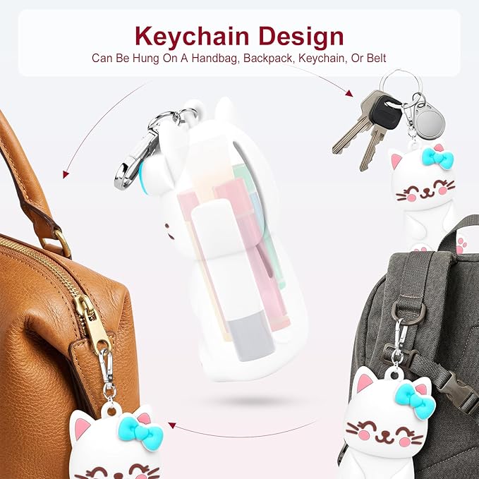 BrainKer Chapstick Holder Key Chain Cute Cartoon Design Lip Balm Holder Keychain Storage Bag Silicone Lip Gloss Holder Case
