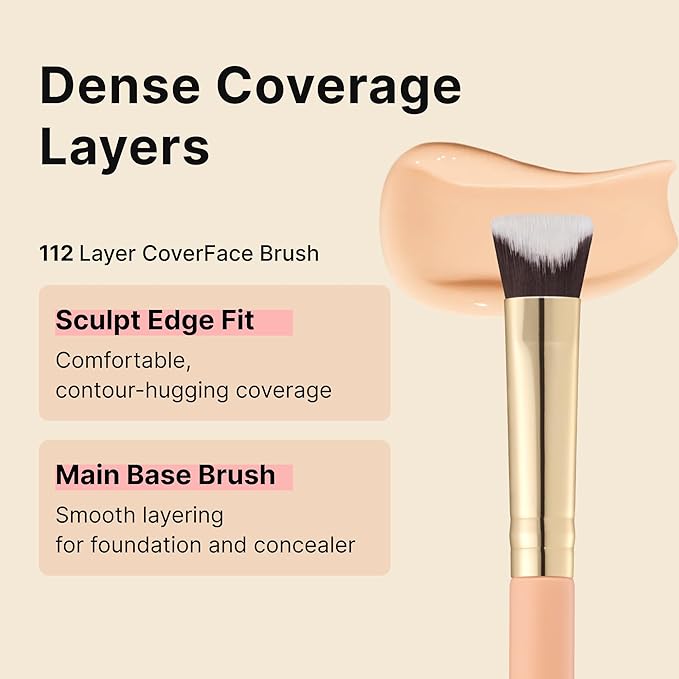 THE TOOL LAB Cover Intensive Duo Brush Set, Foundation & Concealer Brushes for Liquid/Cream, Thin Buildable Coverage, Pore-Blur Base + Spot Detail, Soft Dense Bristles, Professional K-Beauty Tool