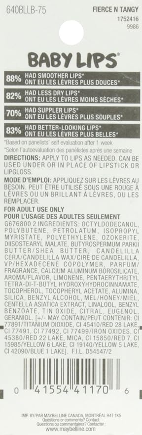 Maybelline New York Baby Lips Balm Electro, Fierce N Tangy, 0.15 Ounce