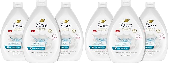 Dove Antibacterial Hand Wash Care & Protects Skin from Dryness,Moisturizers More Than The Leading Ordinary Hand Soap,34 oz,(Pack of 6)