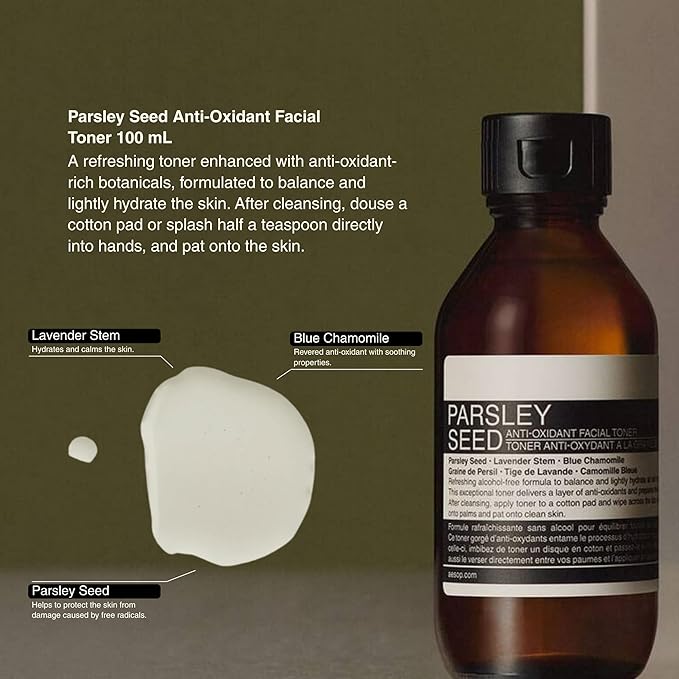 Aesop Parsley Seed Anti-Oxidant Skin Care Kit – Cleanser, Toner & Intense Serum Set | Anti-Aging Hydration & Urban Defense | For All Skin Types